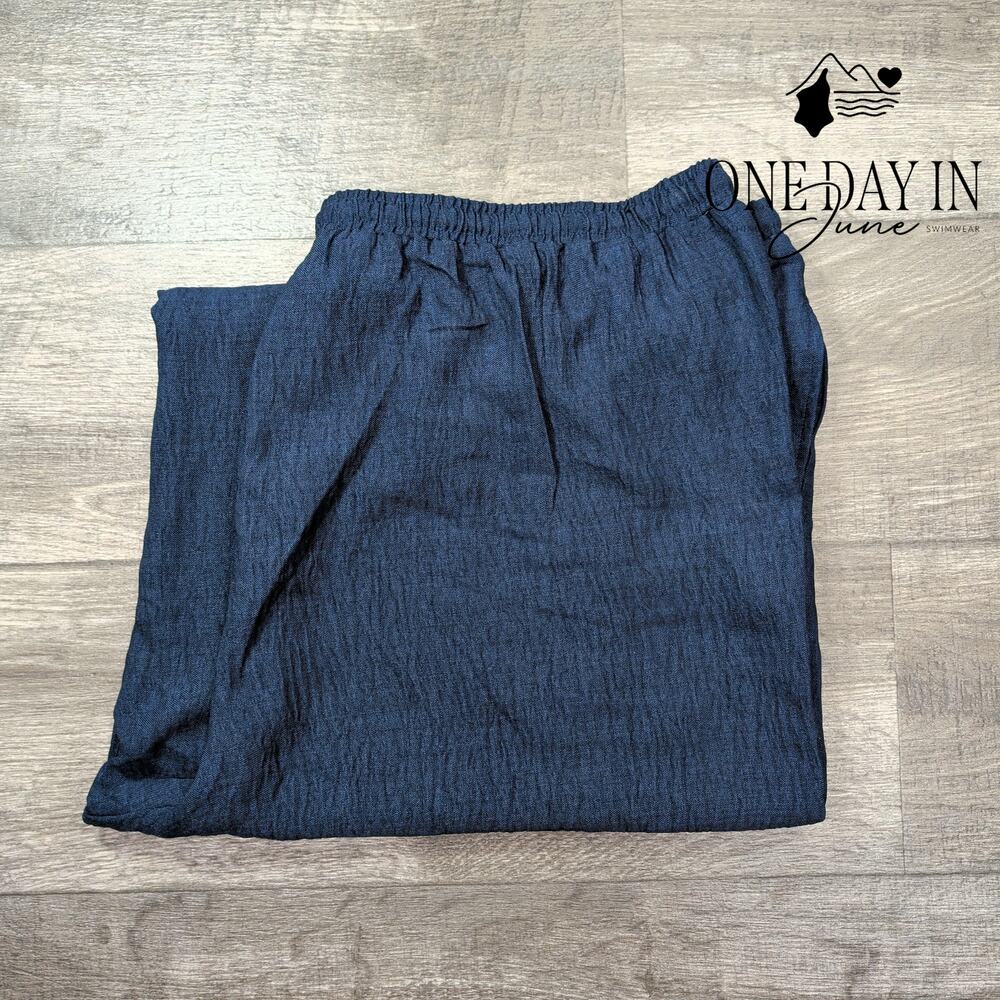 Max Studio London Wide Leg Drawstring Pants Navy Blue NWT Size 3X - Picture 7 of 8